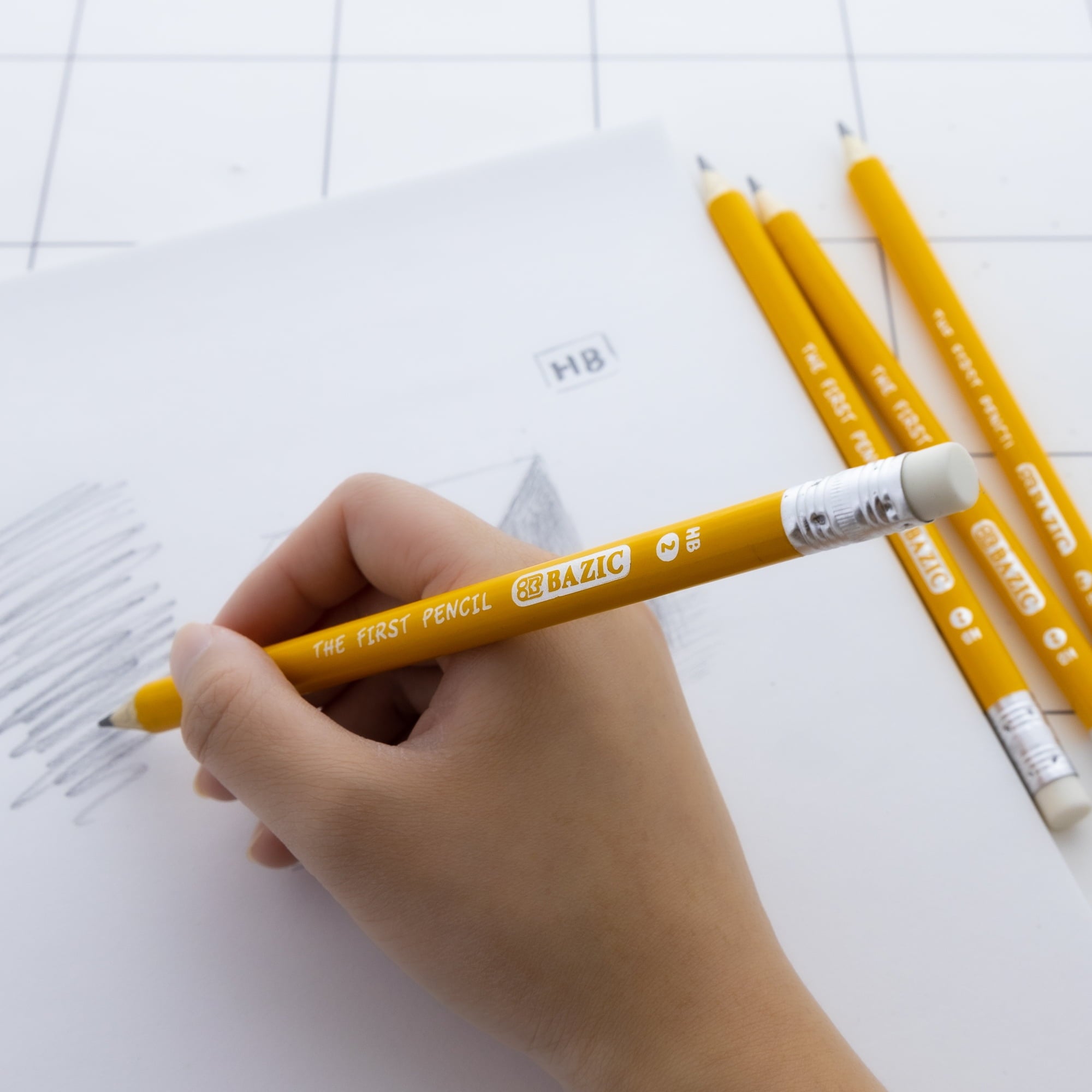 BAZIC Pre-Sharpened #2 HB Jumbo Pencils, Latex Free Eraser, (4/Pack), 1-Pack