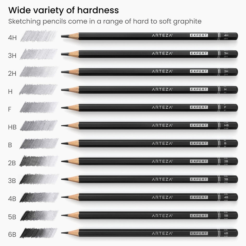 Arteza Professional Graphite Drawing Pencils - 12 Pack